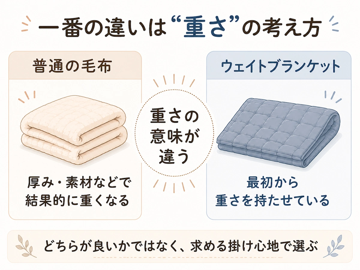 重い毛布と普通の毛布の違いを解説