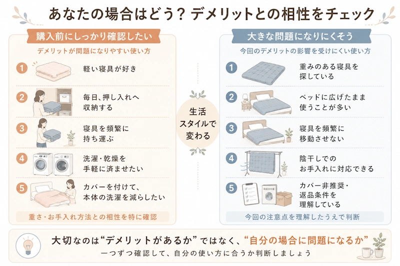 「問題になりやすい人」と「問題になりにくそうな人」を左右で比較する図解