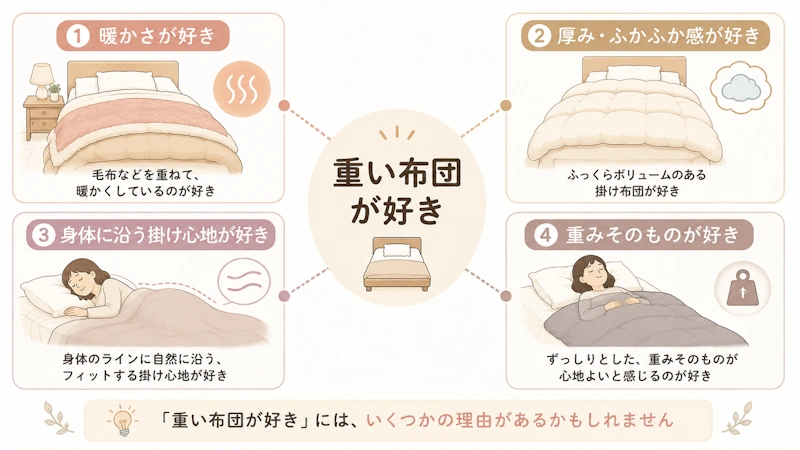 「重い布団が好き」の中身を分ける図解