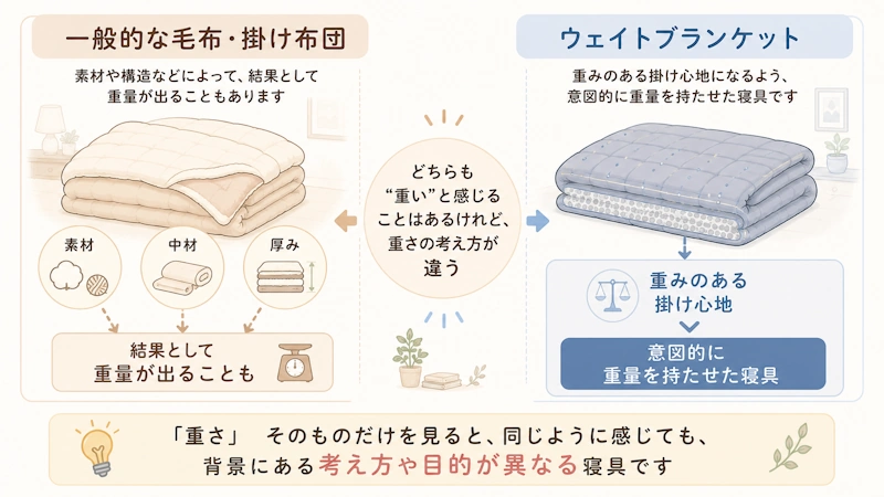 一般的な毛布・掛け布団とウェイトブランケットの違い