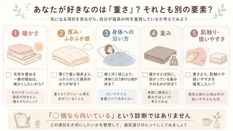 自分の好みを整理するチェックイラスト