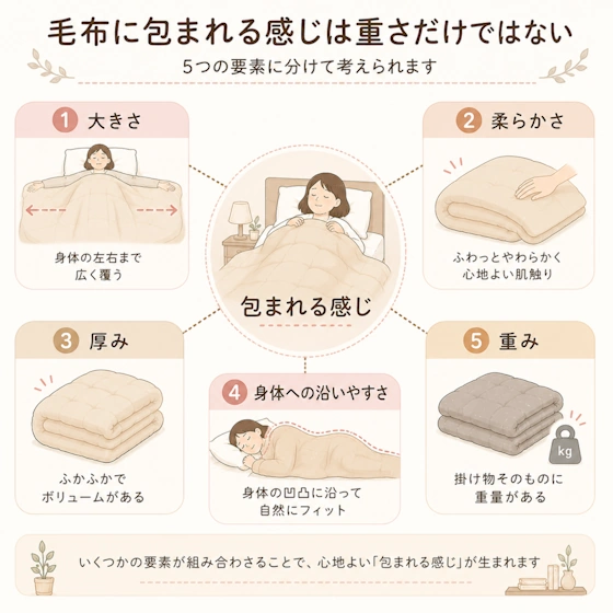 包まれる感じは5要素に分かれることが分かる整理図